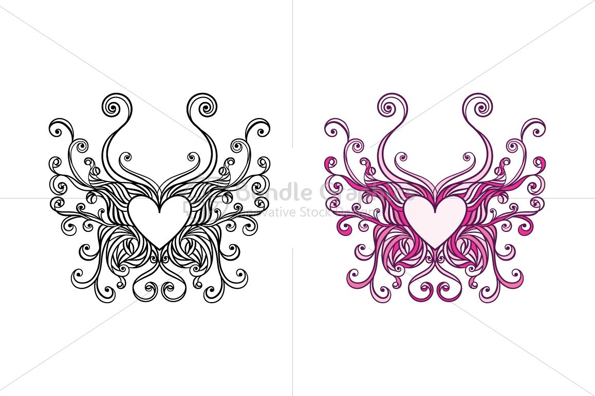 Butterfly Heart Ornamental Design example image 1