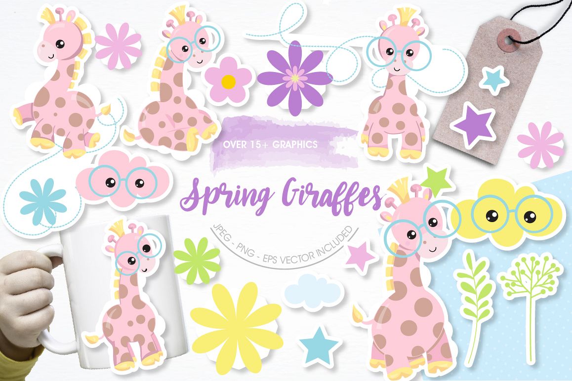 Spring Giraffe graphics and illustrations example image 1