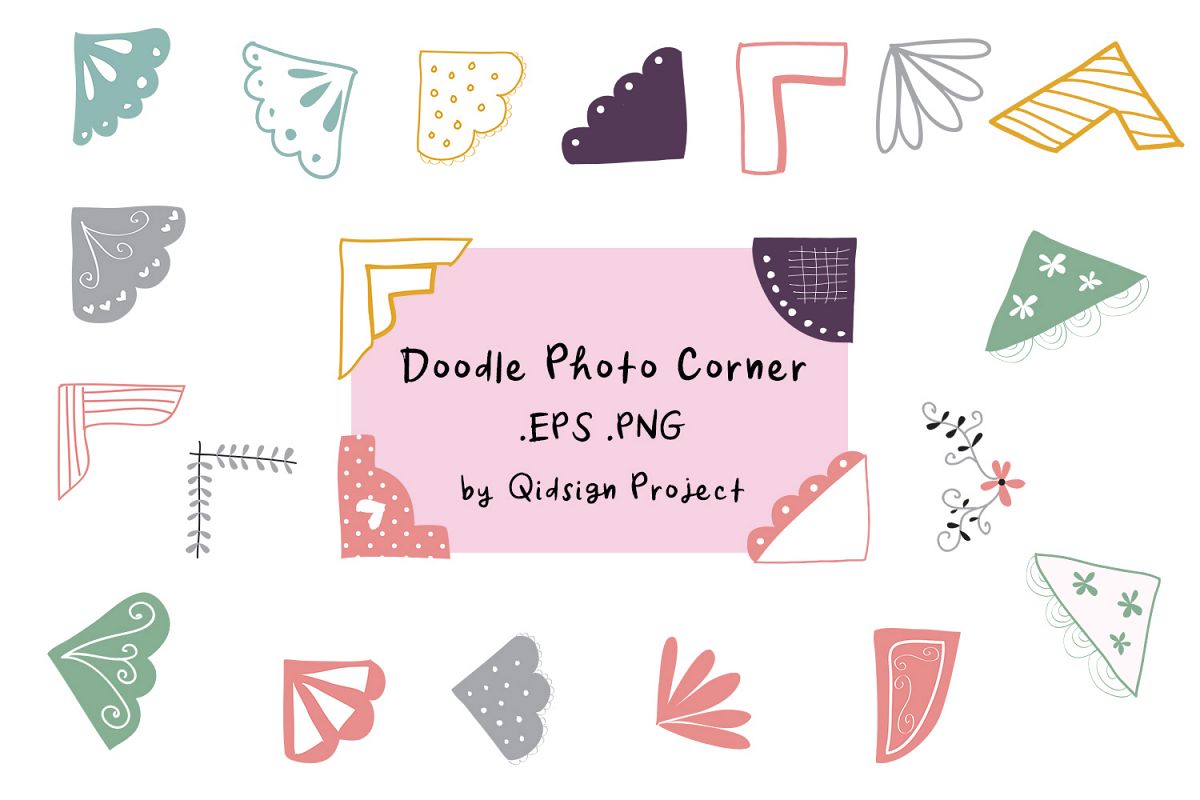 22 Doodle Photo Corner Clipart .EPS .PNG example image 1