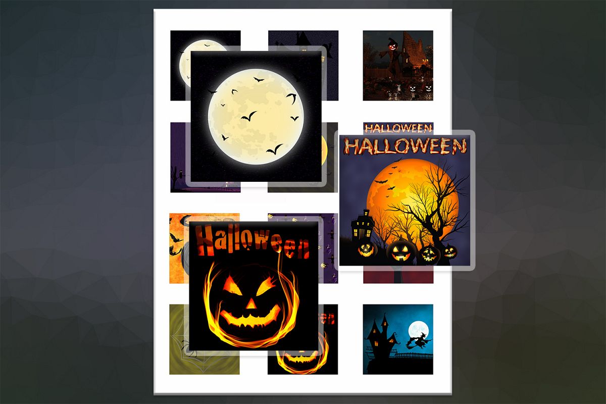 Halloween, Halloween Digital Collage,2x2,1.5x1.5,1x1 inch example image 1
