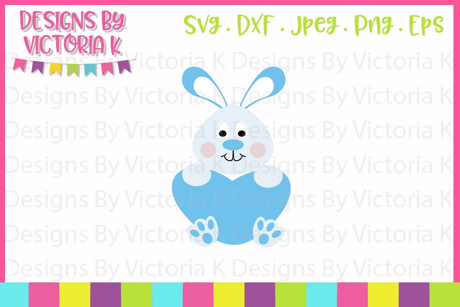 Boy Bunny with heart, SVG, DXF, PNG example image 1