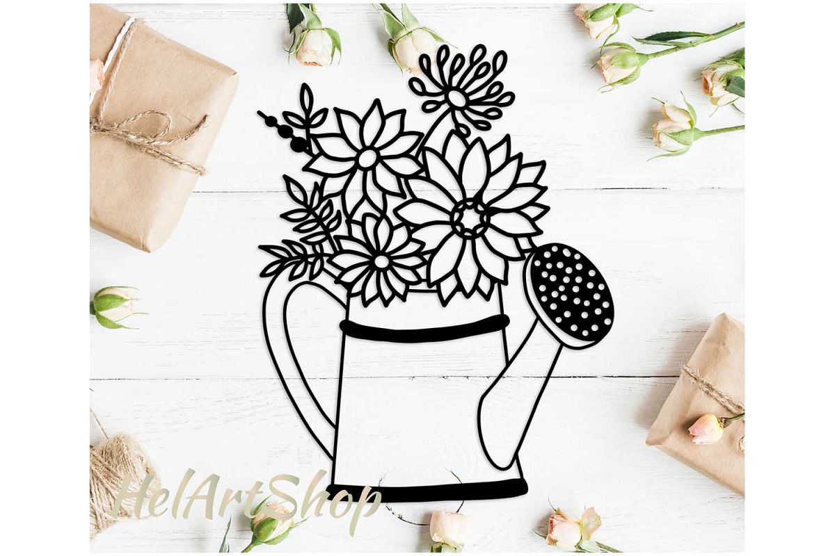 watering can with flowers example image 1