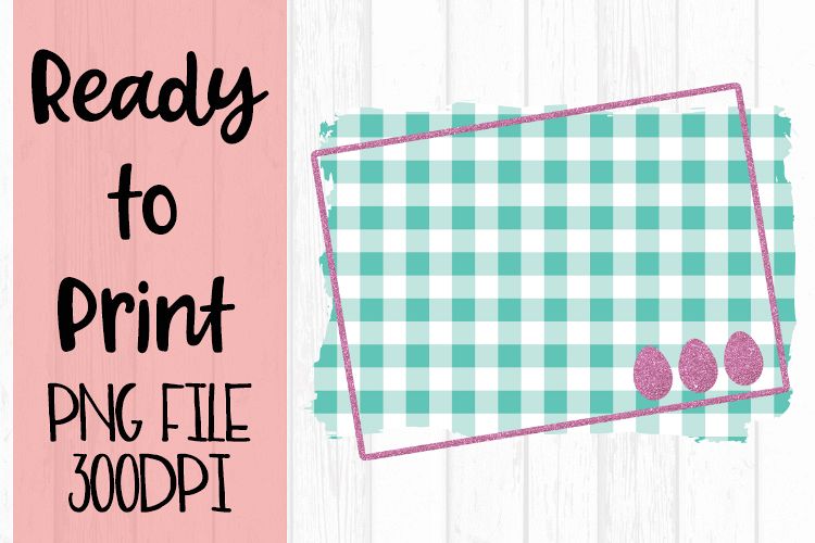 Spring Easter Teal Gingham Frame Ready to Print example image 1