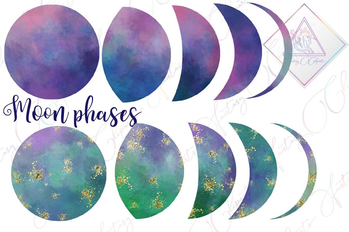 Galaxy Moon Phases Clipart example image 1