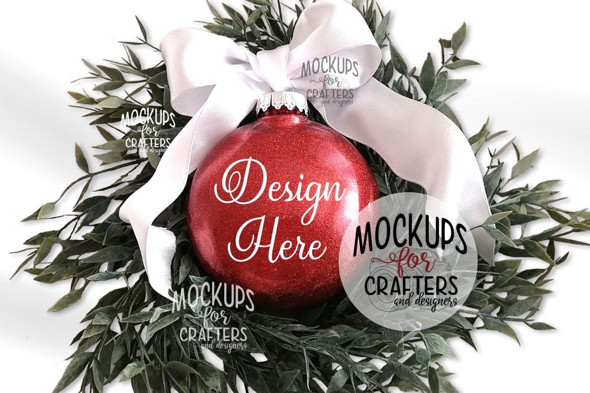Red Glitter Ornament Mock-Up example image 1