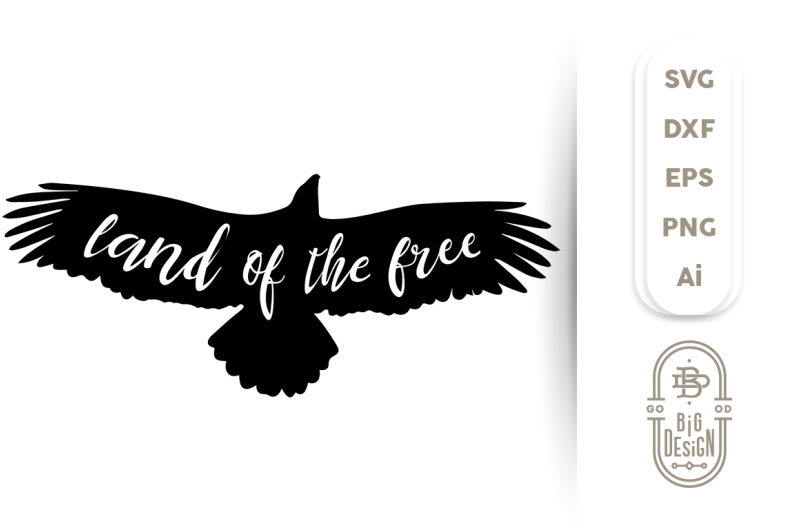 4th of july SVG - Land of the Free & Bald Eagle Silhouette