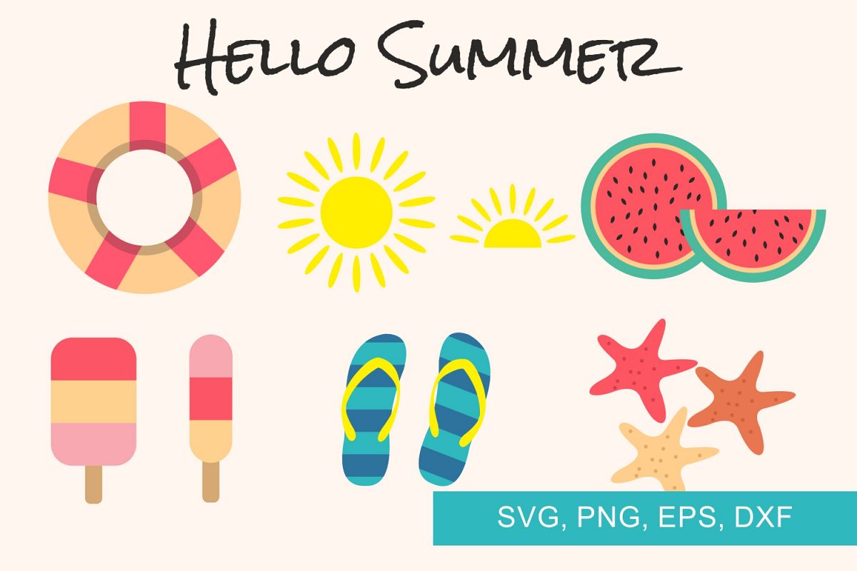 Hello Summer, Summer, Svg files example image 1