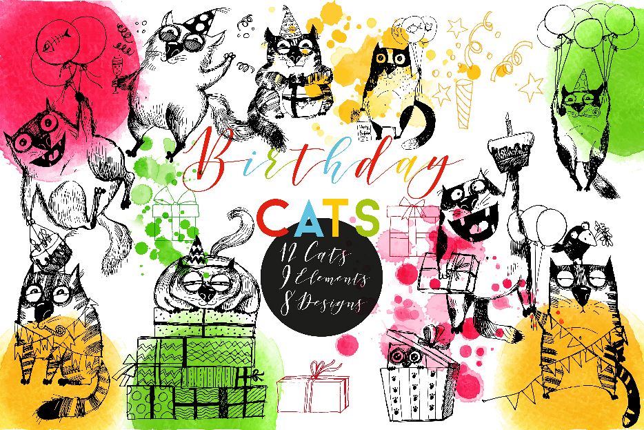 Funny birthday cats example image 1
