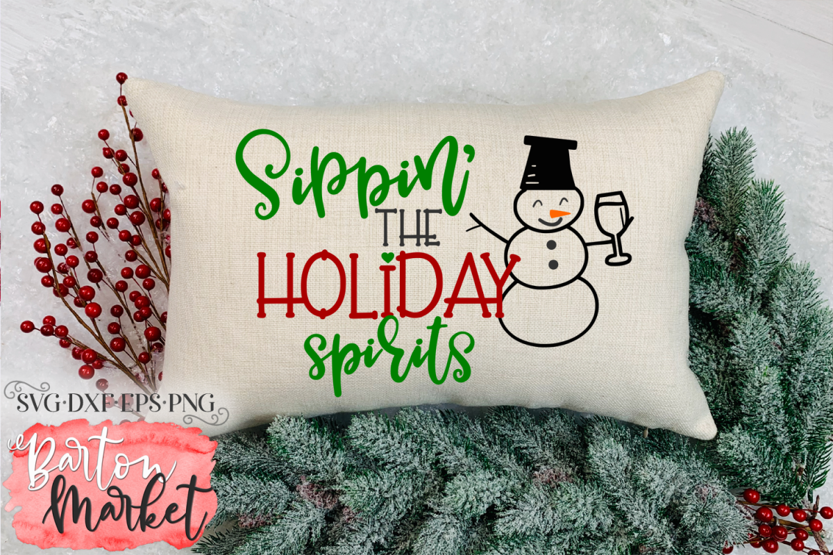 Sippin' The Holiday Spirits SVG DXF EPS PNG example image 1