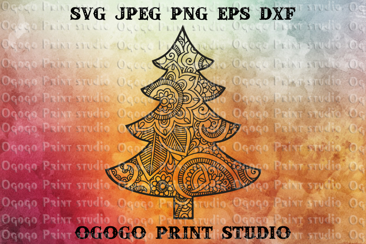 Download Mandala style Christmas Tree Svg, Christmas SVG, Zentangle