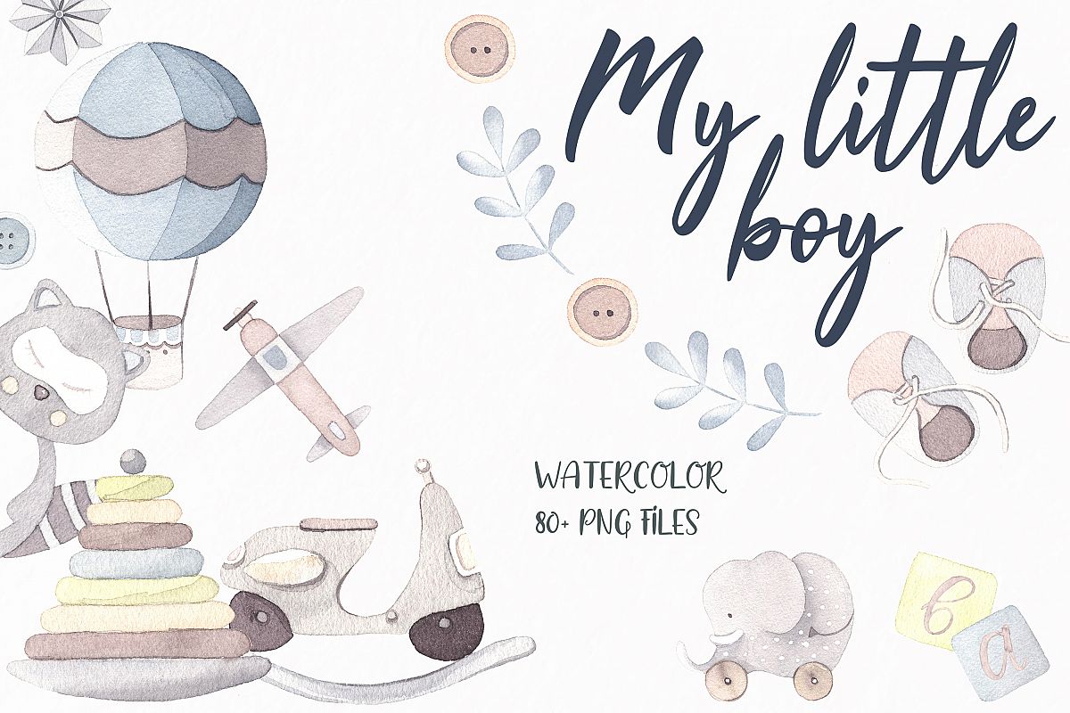 My little boy watercolor set example image 1