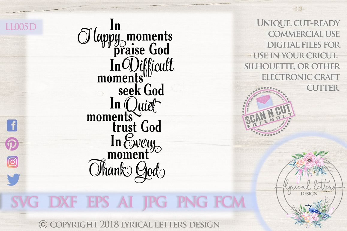 In Happy Moments Praise God Christian SVG DXF LL005D example image 1