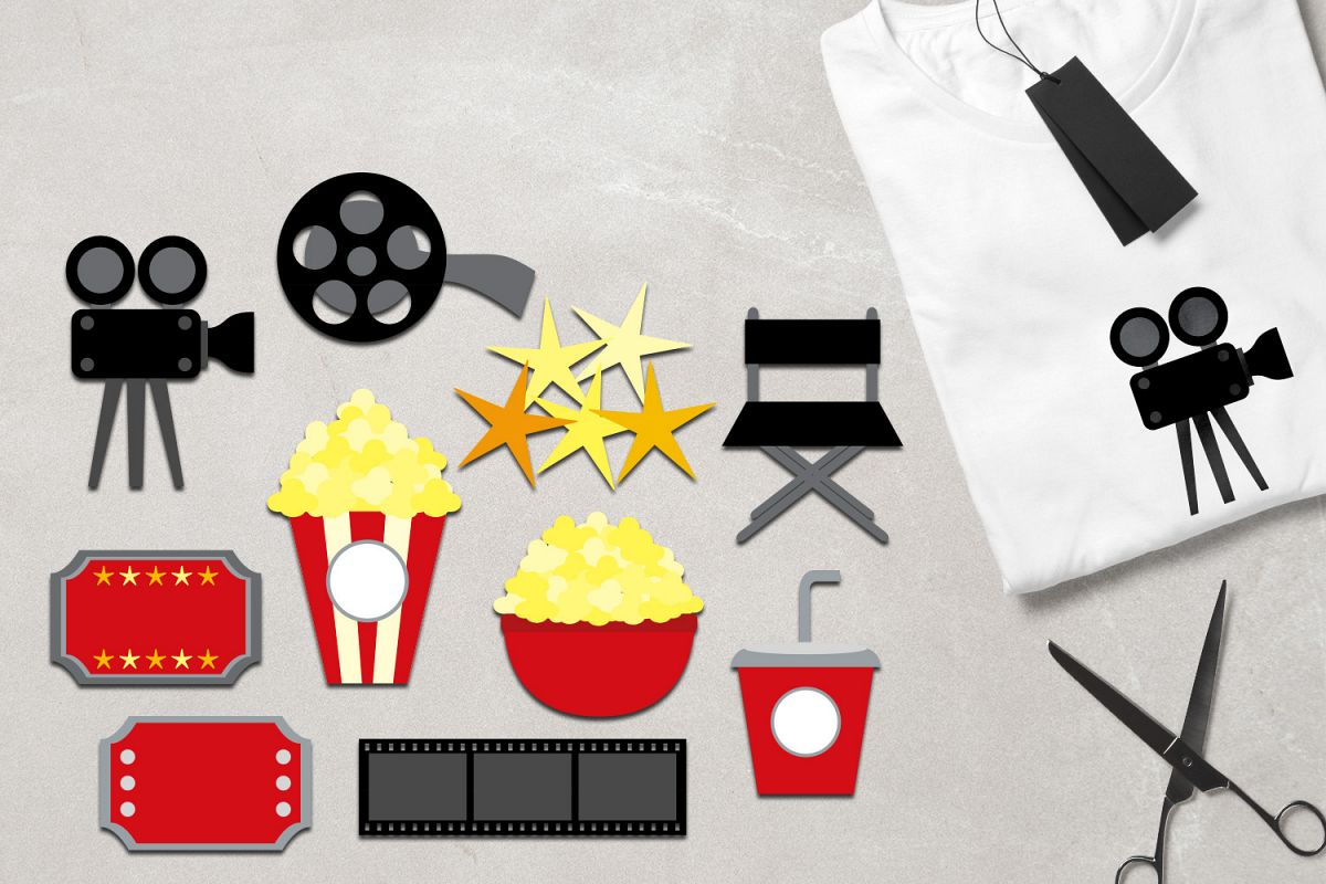 Movie Night Graphics Popcorn Reel Director Chair