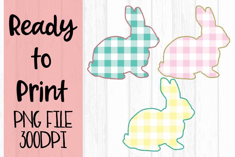 Spring Easter Glitter Bunnies Trio Ready to Print example image 1