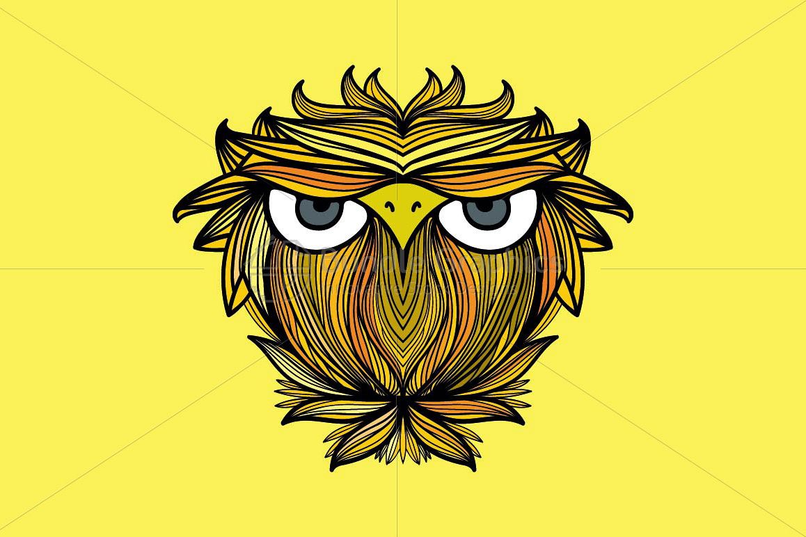 Owl - Freehand Creative Linear Graphic Artistic Composition example image 1