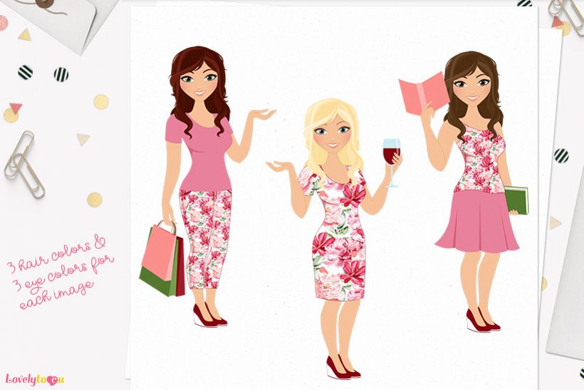 Woman lifestyle character clip art L093 Brook example image 1