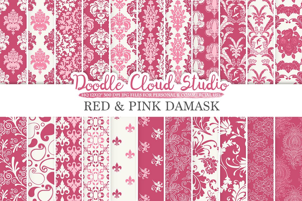 Red And Pink Damask Digital Paper Purpl Design Bundles Red And Pink Damask Digital Paper Purple Wine Swirls Patterns Fl Background For Personal