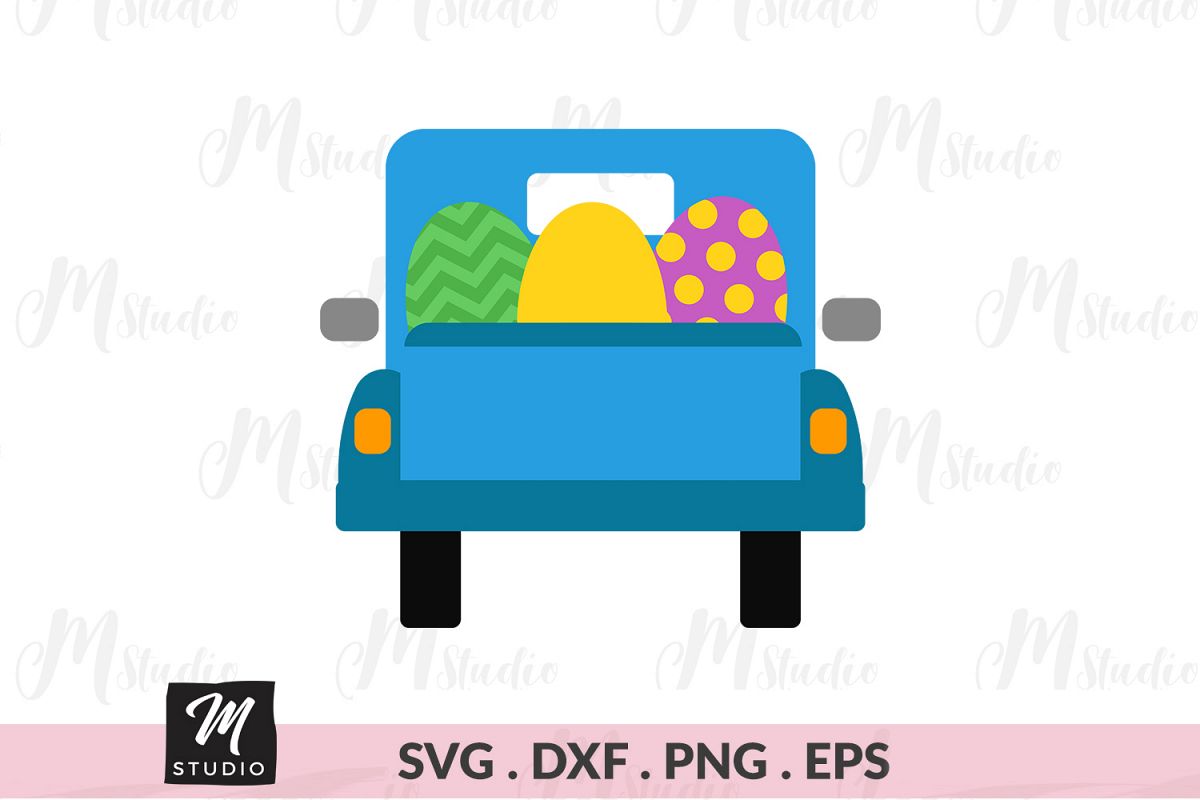Easter Truck Eggs back svg. example image 1