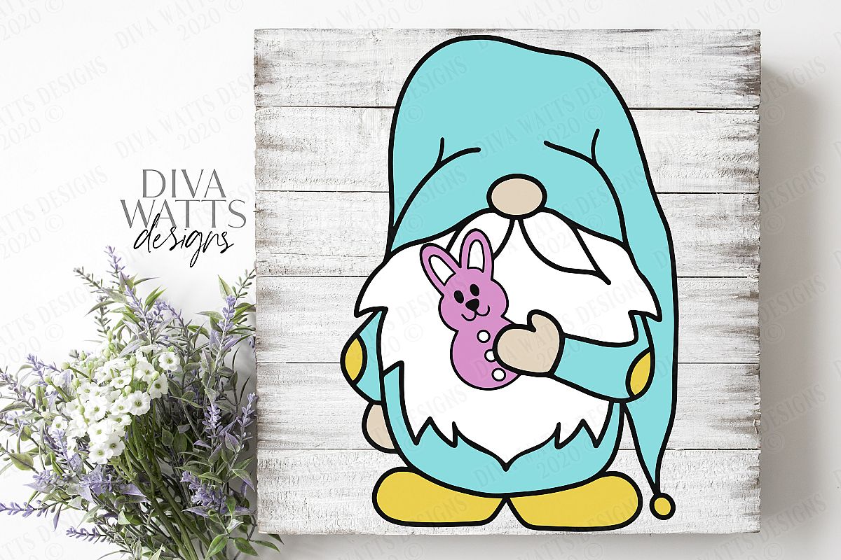 Download Easter Gnome Holding Bunny Rabbit - Spring - Cut File SVG