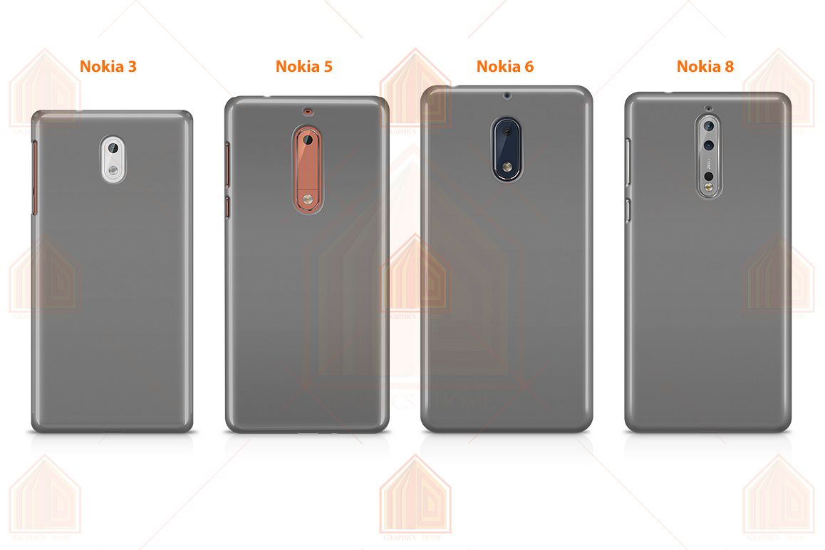 Nokia 3-5-6-8-3D Case Design Mockup Back View example image 1