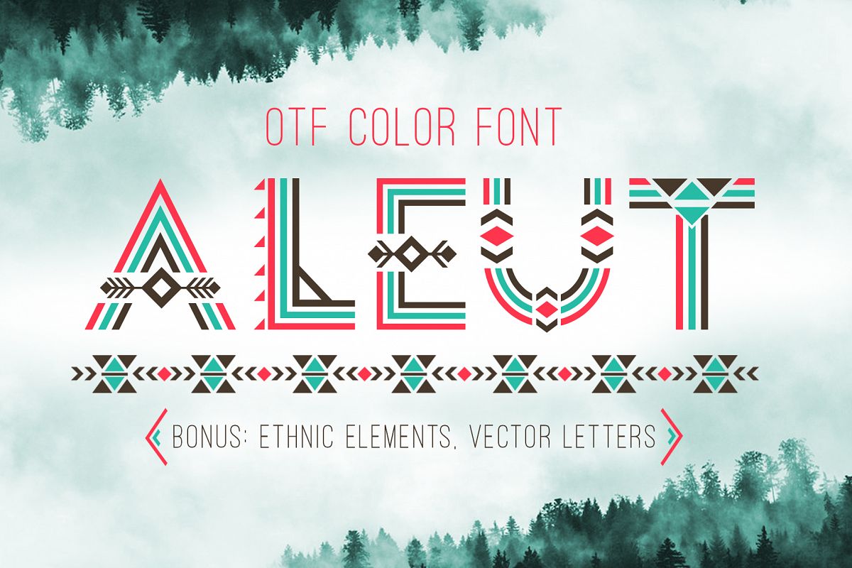Tribal Aleut OTF color font. example image 1