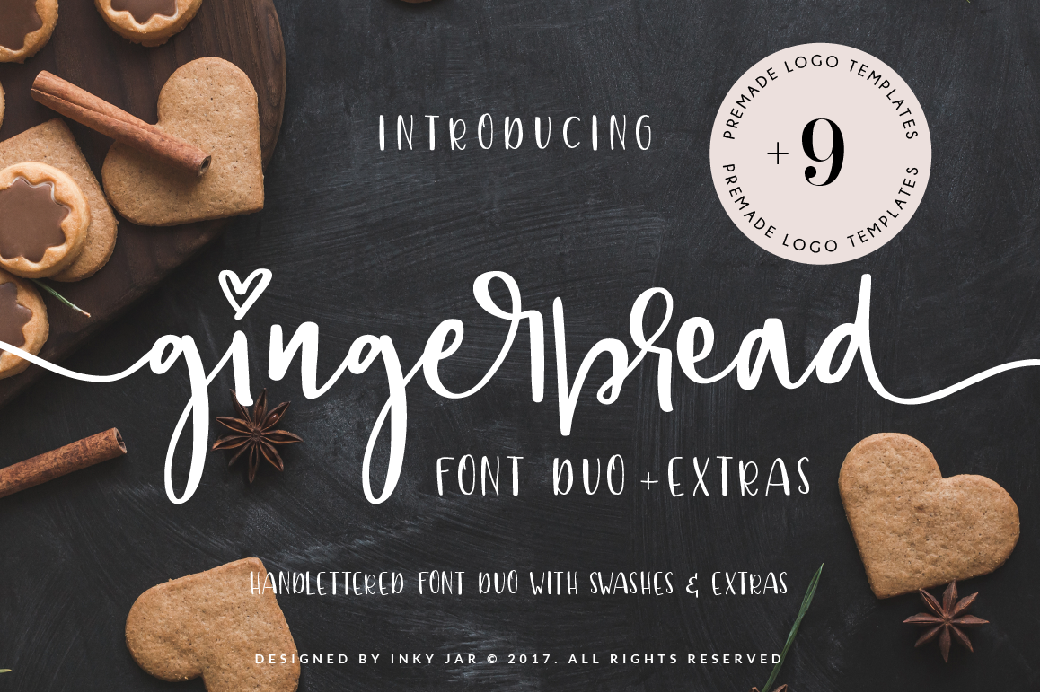 Gingerbread Font Duo + 9 Premade Logo templates example image 1