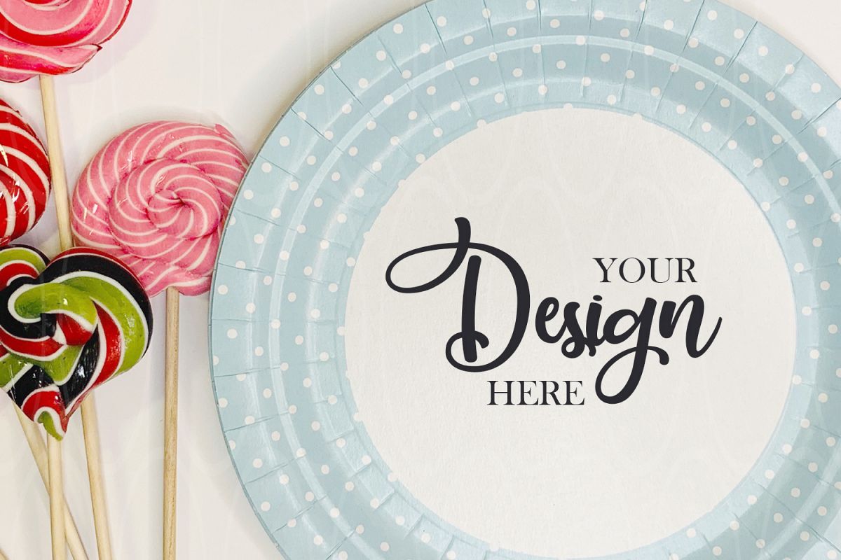 Styled Stock Photo Product Blue plate mock up example image 1