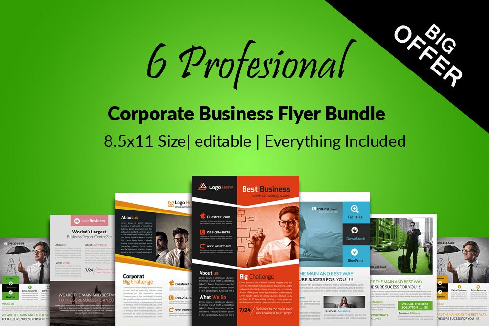 6 Corporate Business Flyers Bundle example image 1