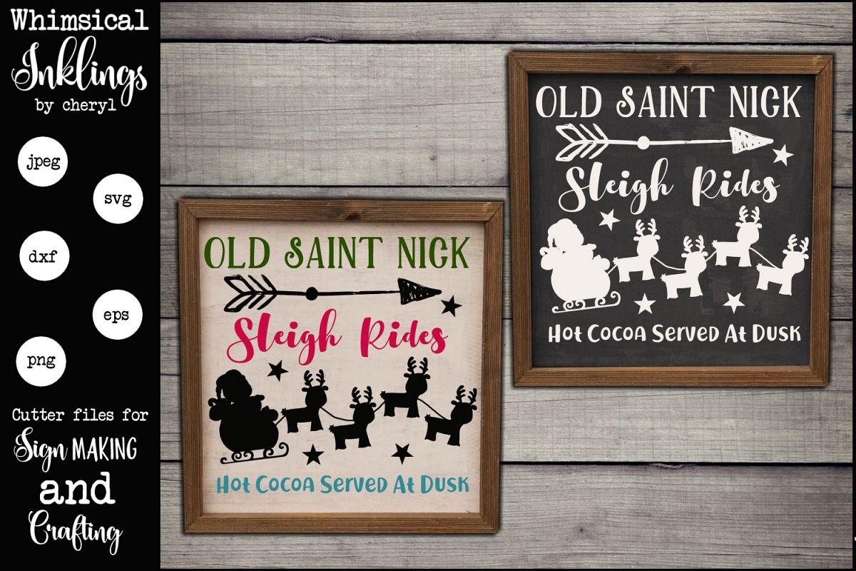Old Saint Nick Sleigh Rides SVG example image 1