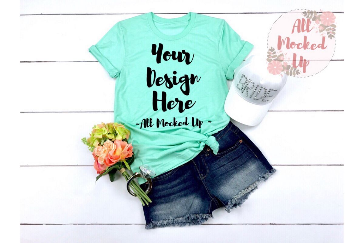 Bella Canvas 3001 / 3413 MINT Wedding Shirt Mock Up - 3/19 example image 1