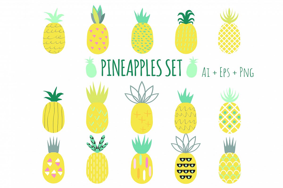 Creative Pineapples Set Vector example image 1