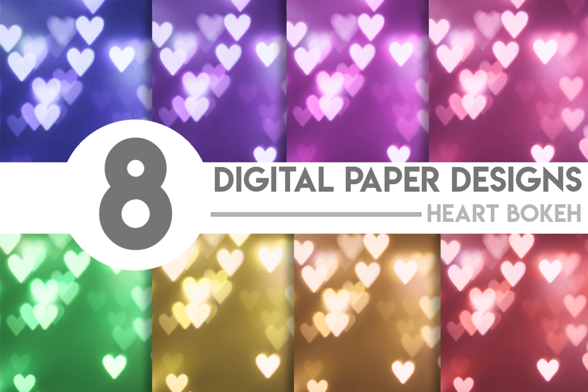 Download Valentine's Heart Bokeh Digital Paper Bundle (198303 ...