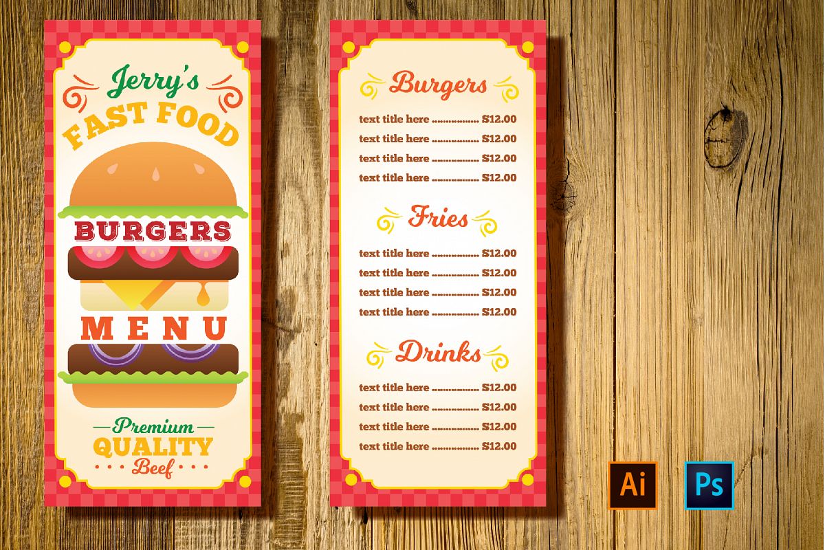Burger Restaurant Menu Template 60904 Flyers Design Bundles
