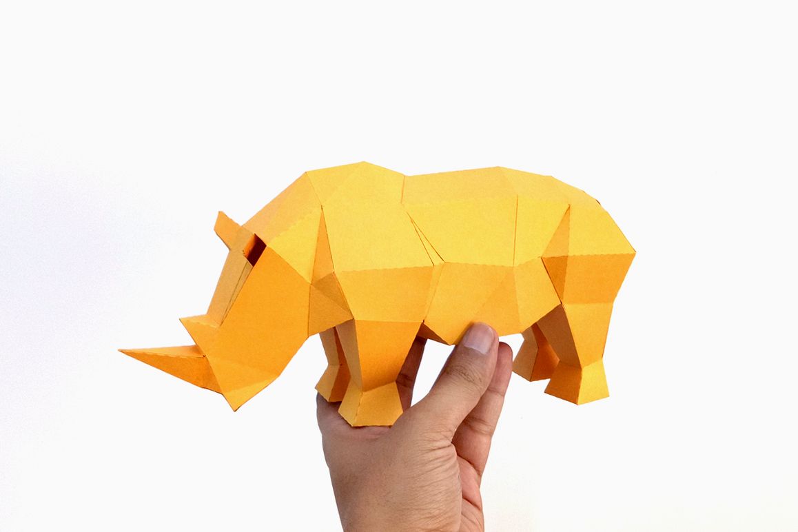 DIY Rhino Sculpture - 3d papercraft example image 1
