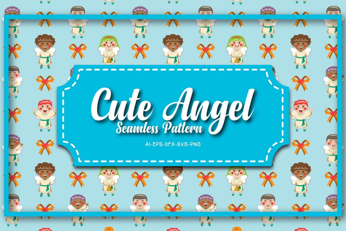 Seamless patterns cute angel christmas example image 1