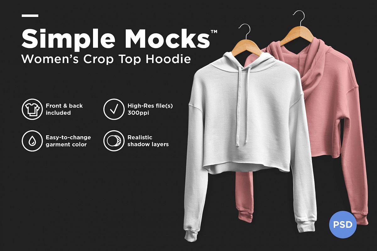 Crop Top Hoodie Mockup (176021) | Mock Ups | Design Bundles