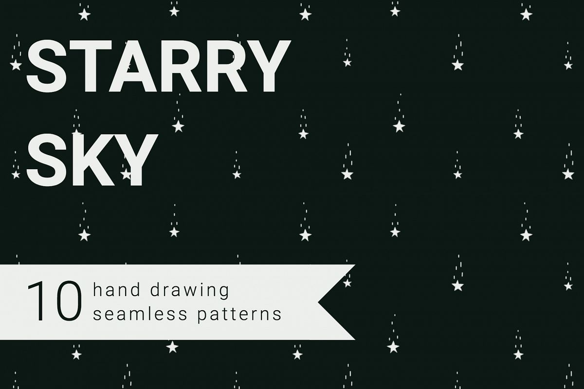 Starry sky seamless patterns set example image 1