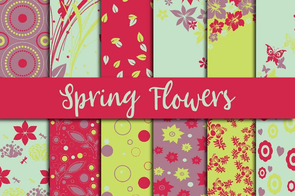 Spring Flowers Digital Paper example image 1