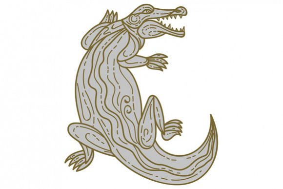 Alligator Climbing Up Mono Line example image 1