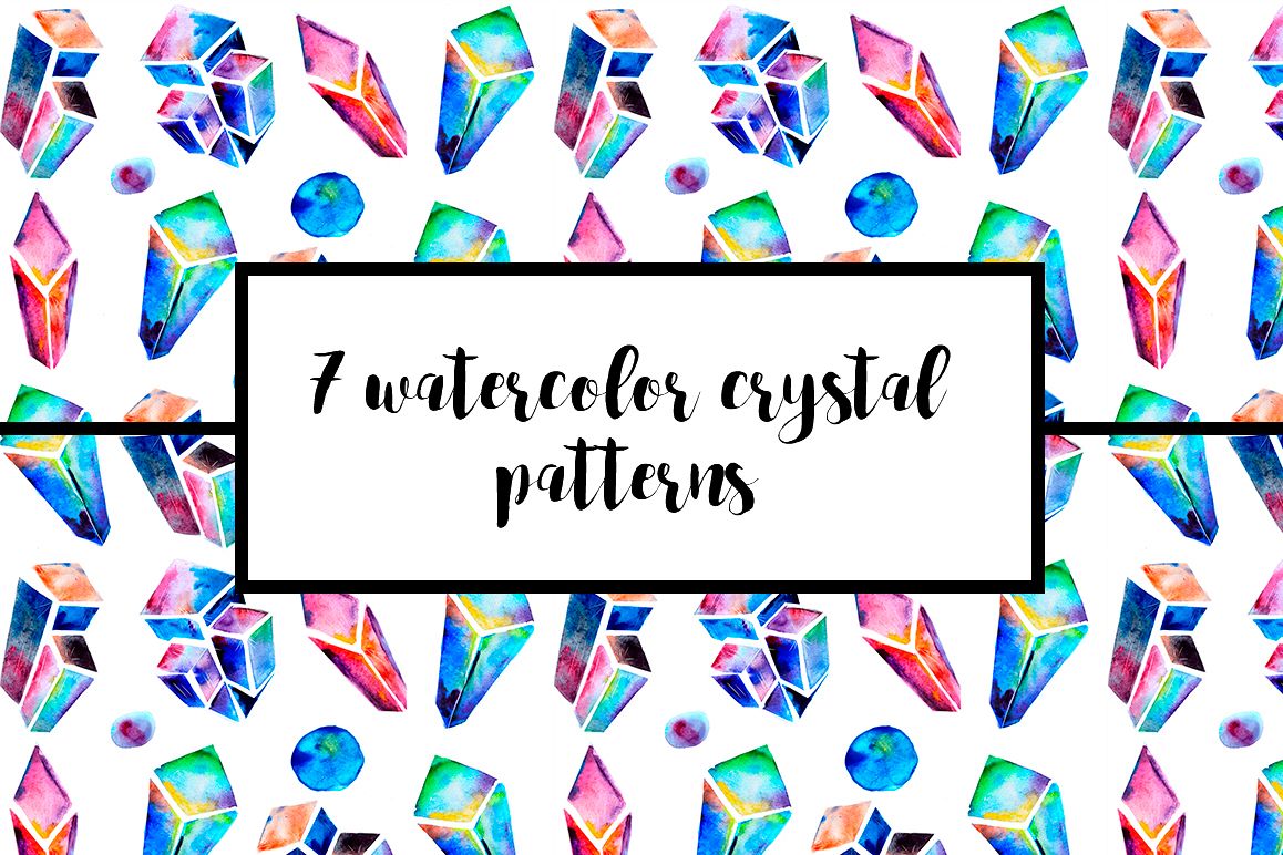 Watercolor crystals patterns example image 1