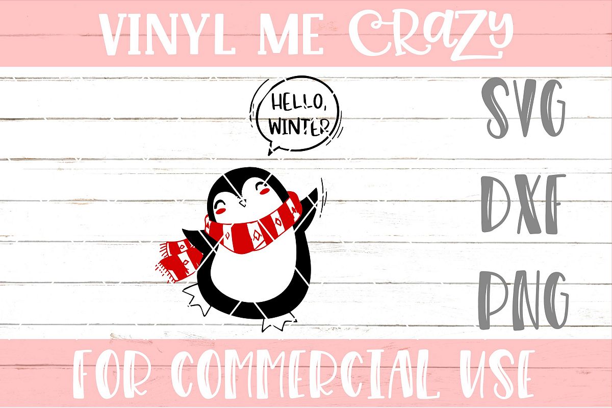 Download Hello Winter Penguin SVG DXF PNG