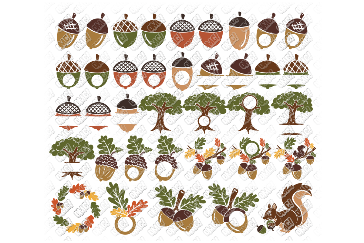 Acorn SVG Oak Tree Leaves in SVG, DXF, PNG, EPS, JPEG example image 1