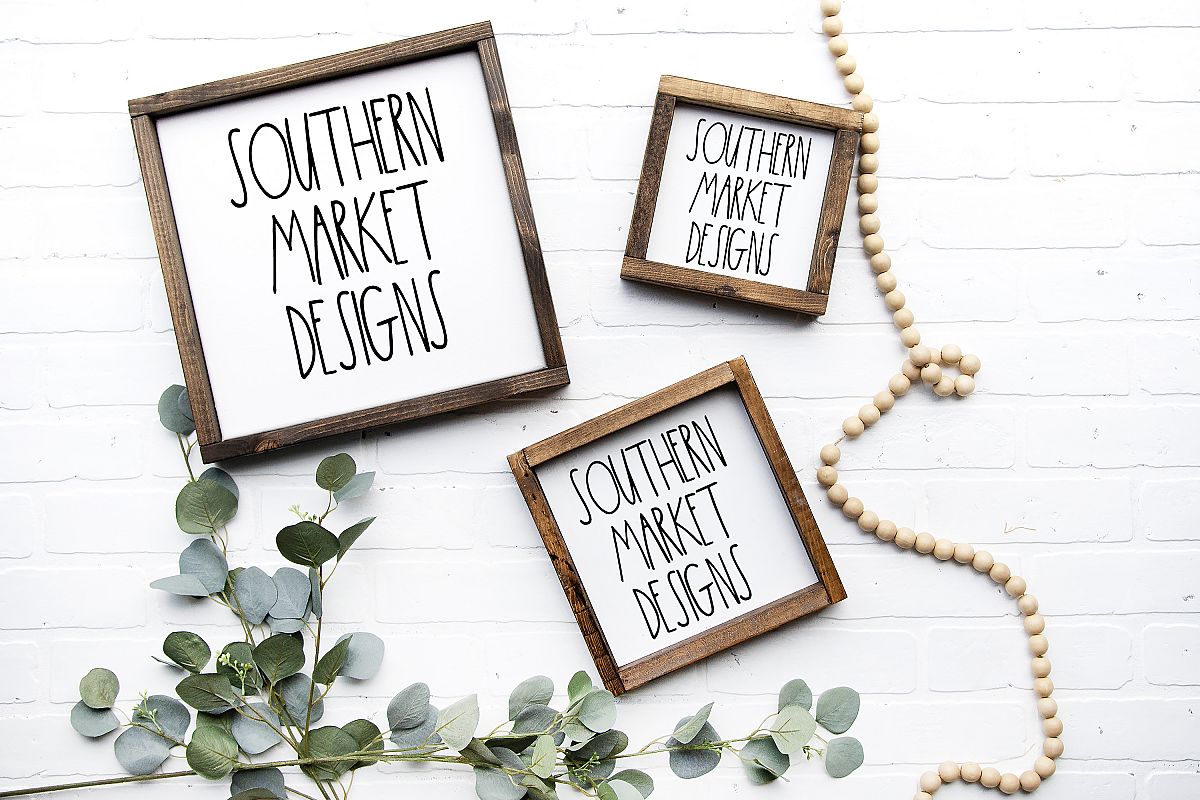 6x6 12x12 10x10 Wood Sign Mock Up Collage Farmhouse Styled P example image 1