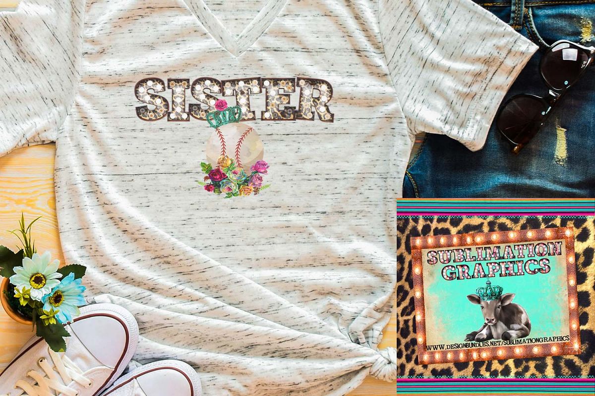 Baseball Sister Marquee Sublimation Download example image 1