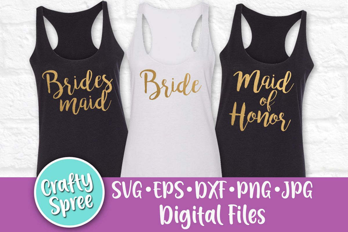 Bridal Party Titles Bride Maid of Honor Bridesmaid SVG DXF example image 1