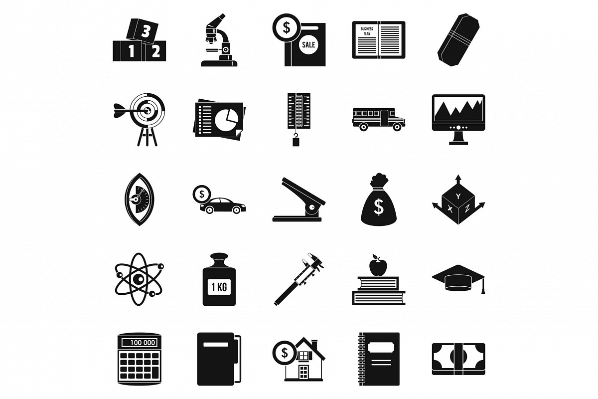 Adding machine icons set, simple style example image 1