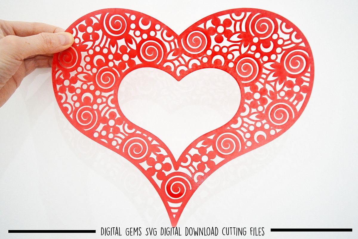 Heart paper cut SVG / DXF / EPS files example image 1