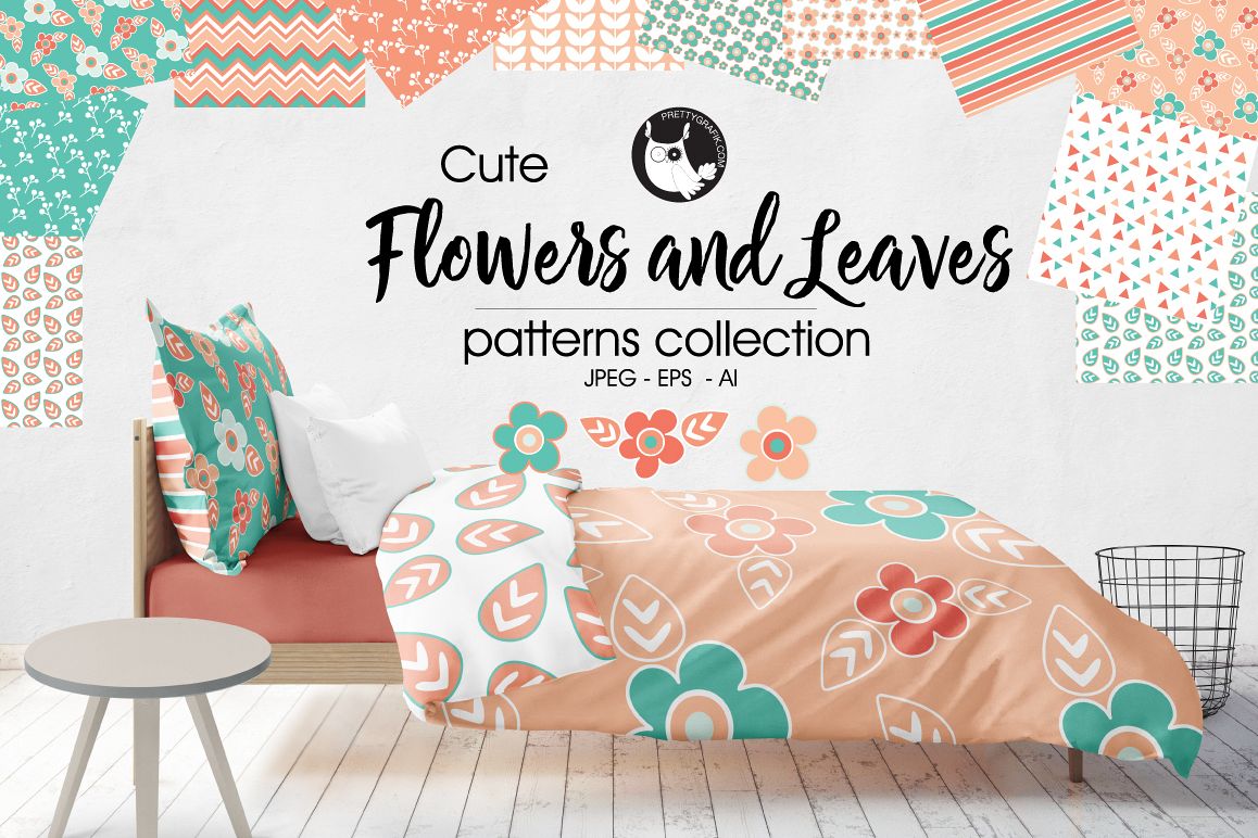 FLOWERS AND LEAVES, digital papers example image 1