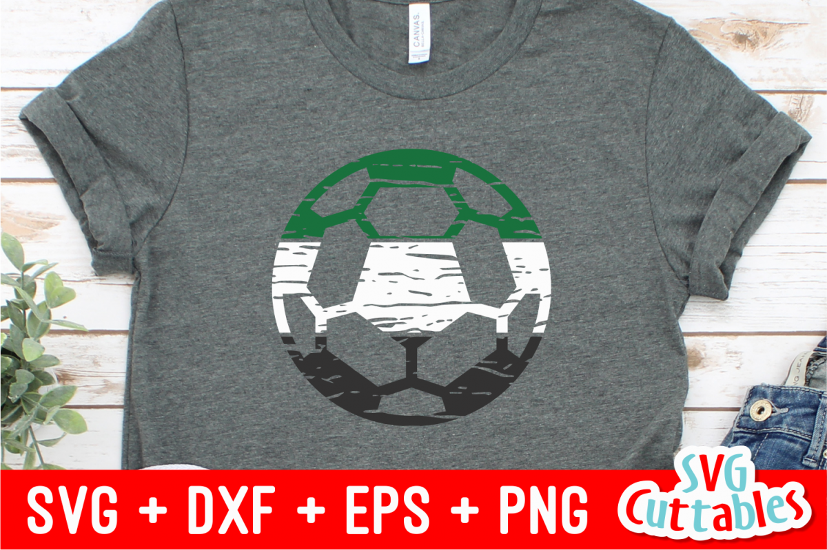 Distressed Soccer Ball | SVG Cut File example image 1
