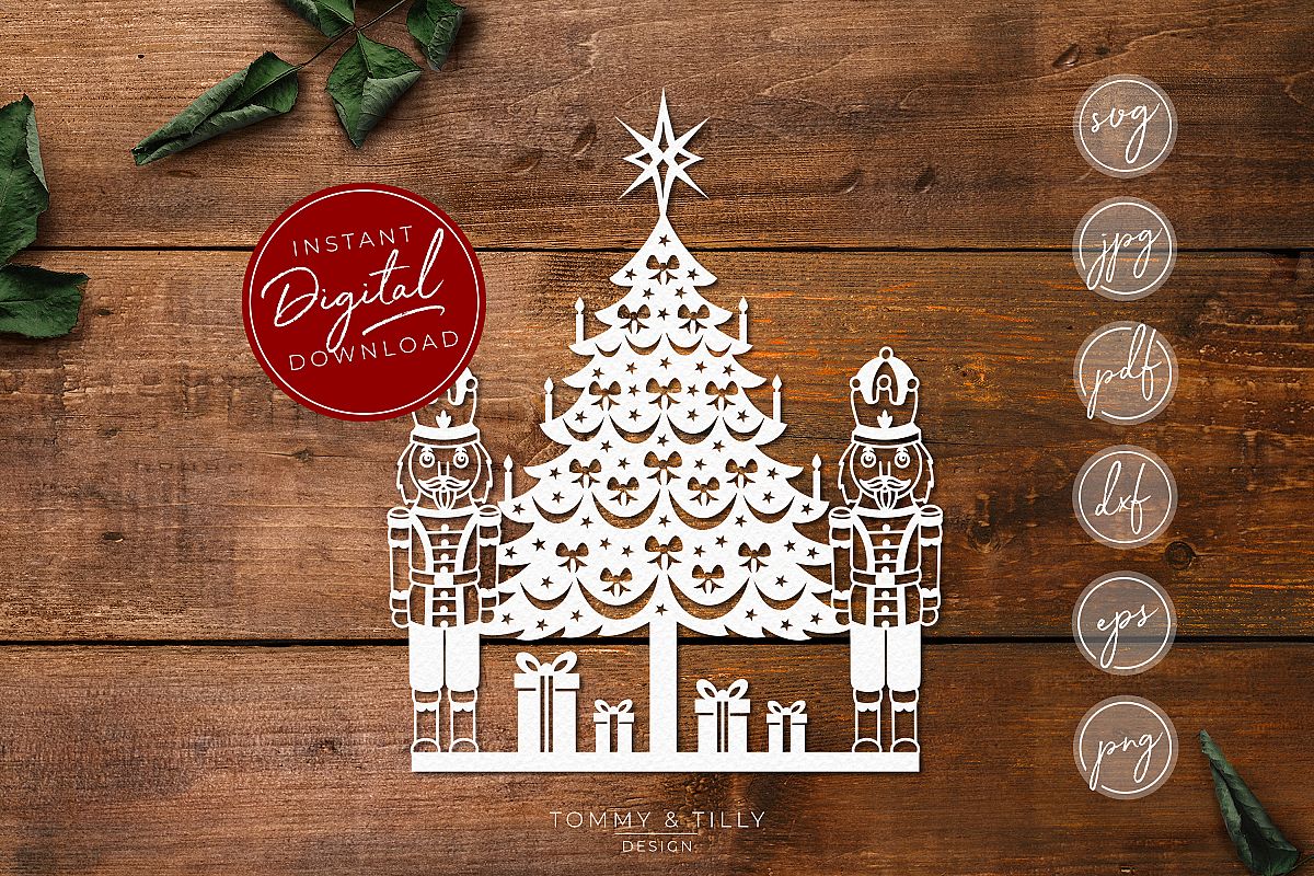 Christmas Tree and Nutcracker Scene - SVG EPS DXF PNG PDF example image 1